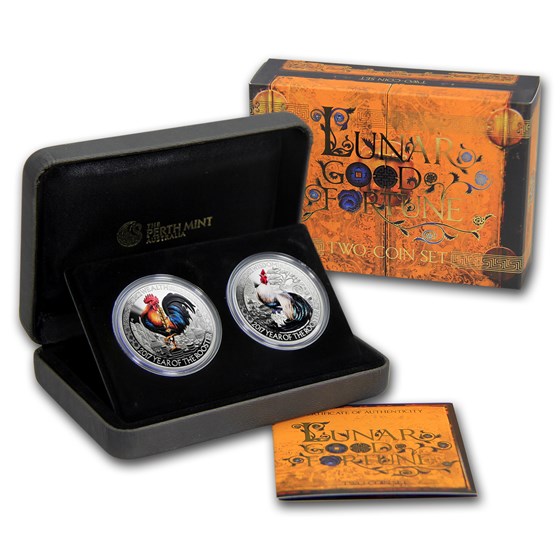 2017 Australia 2-Coin Silver Wealth & Wisdom Proof Rooster Set 2017 Australia 2-Coin Silver Wealth & Wisdom Proof Rooster Set